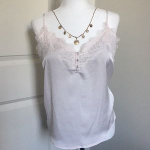 A&F Lace Trim Cami in offwhite/blush